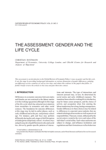 THE ASSESSMENT: GENDER AND THE LIFE CYCLE