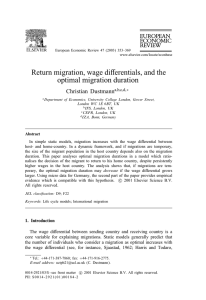 Return migration, wage di#erentials, and the optimal migration duration Christian Dustmann a;b;c;d;