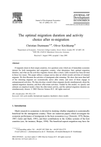 The optimal migration duration and activity choice after re-migration *, Oliver Kirchkamp