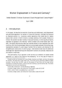 Worker Displacement in France and Germany 1 Introduction ¤