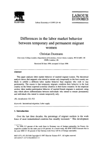 LABOUR ECONOMICS Differences  in the labor market behavior