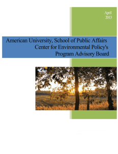 American University, School of Public Affairs Center for Environmental Policy's April