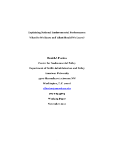 Explaining National Environmental Performance: Daniel J. Fiorino