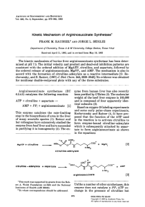 Kinetic  Mechanism  of  Argininosuccinate Synthetase’