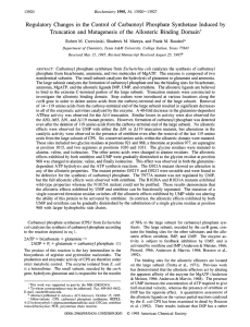 Regulatory  Changes  in  the  Control of ... Truncation  and  Mutagenesis of  the  Allosteric ...