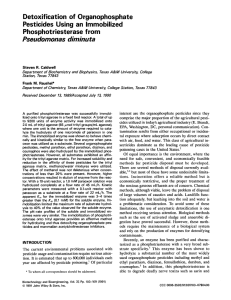 Detoxification of  Organophosphate Pesticides Using an  Immobilized f rom