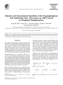 Substrate and Stereochemical Speci®city of the Organophosphorus