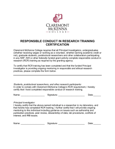 RESPONSIBLE CONDUCT IN RESEARCH TRAINING CERTIFICATION