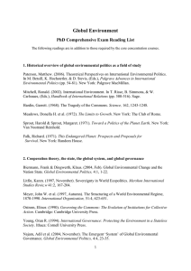 Global Environment PhD Comprehensive Exam Reading List
