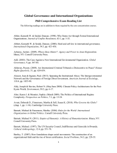 Global Governance and International Organizations PhD Comprehensive Exam Reading List