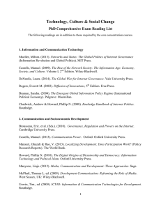 Technology, Culture &amp; Social Change PhD Comprehensive Exam Reading List
