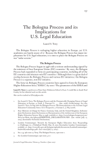 The Bologna Process and its Implications for U.S. Legal Education