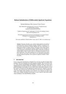 Robust Initialization of Differential Algebraic Equations