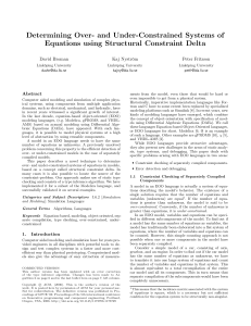 Determining Over- and Under-Constrained Systems of Equations using Structural Constraint Delta