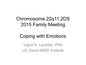 Chromosome 22q11.2DS 2015 Family Meeting  Coping with Emotions