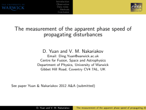 The measurement of the apparent phase speed of propagating disturbances