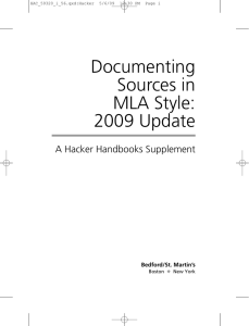 Documenting Sources in MLA Style: 2009 Update