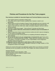 Policies and Procedures for the Peer Tutor program