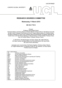 RESEARCH DEGREES COMMITTEE  Wednesday 11 March 2015