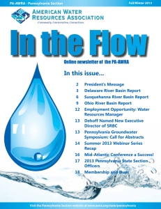 In the Flow  In this issue... Online newsletter of  the PA-AWRA