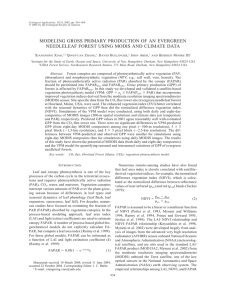 MODELING GROSS PRIMARY PRODUCTION OF AN EVERGREEN X ,