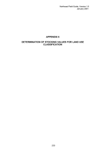 APPENDIX 6 DETERMINATION OF STOCKING VALUES FOR LAND USE CLASSIFICATION