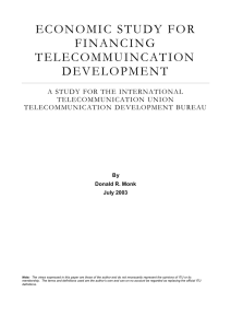 ECONOMIC STUDY FOR FINANCING TELECOMMUINCATION DEVELOPMENT