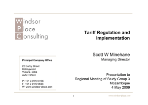 Tariff Regulation and Implementation Scott W Minehane Managing Director