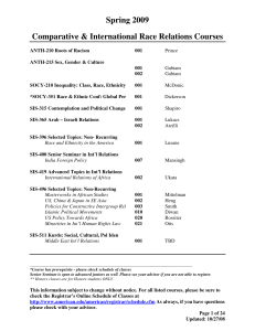 Spring 2009 Comparative &amp; International Race Relations Courses