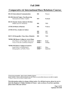 Fall 2008 Comparative &amp; International Race Relations Courses