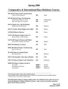 Spring 2008 Comparative &amp; International Race Relations Courses