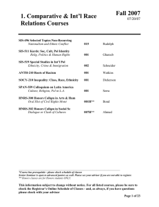 Fall 2007 1. Comparative &amp; Int’l Race Relations Courses