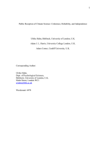 1  Public Reception of Climate Science: Coherence, Reliability, and Independence