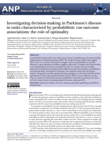Investigating decision-making in Parkinson’s disease in tasks characterized by probabilistic cue-outcome