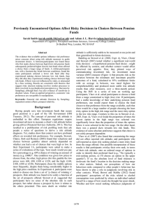 Previously Encountered Options Affect Risky Decisions in Choices Between Pension Funds