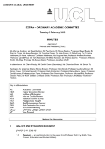 EXTRA – ORDINARY ACADEMIC COMMITTEE MINUTES Tuesday 2 February 2016