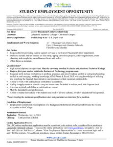 STUDENT EMPLOYMENT OPPORTUNITY