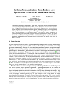 Verifying Web Applications: From Business Level Specifications to Automated Model-Based Testing