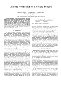 Lifelong Verification of Software Systems Christian Colombo Mark Micallef Gordon J. Pace