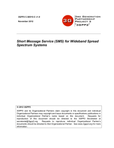 Short Message Service (SMS) for Wideband Spread Spectrum Systems