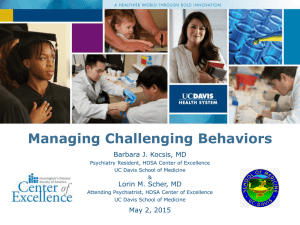 Managing Challenging Behaviors Barbara J. Kocsis, MD Lorin M. Scher, MD