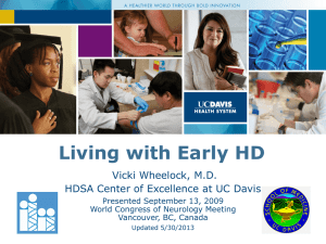 Living with Early HD Vicki Wheelock, M.D. Presented September 13, 2009