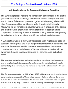 The Bologna Declaration of 19 June 1999
