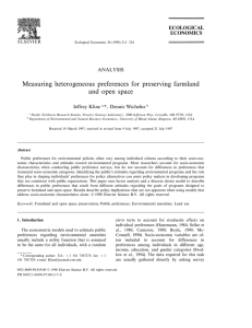 Measuring heterogeneous preferences for preserving farmland and open space ANALYSIS Jeffrey Kline