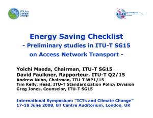 Energy Saving Checklist - Preliminary studies in ITU-T SG15
