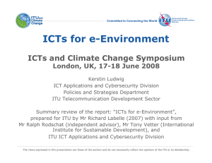 ICTs for e-Environment ICTs and Climate Change Symposium