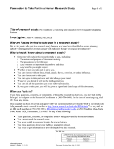 Permission to Take Part in a Human Research Study Investigator: