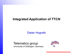 Telematics group Integrated Application of TTCN Dieter Hogrefe University of Göttingen, Germany