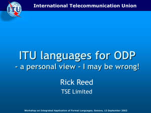 ITU languages for ODP Rick Reed TSE Limited