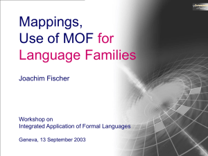 Mappings, Use of MOF for Language Families